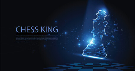 king chess made of polygons, Business strategy concept design.