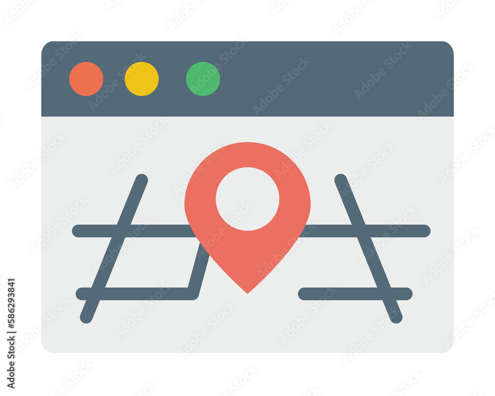 Poster browser, web site, map, location pin icon. simple color elements of internet explorer icons for ui a
