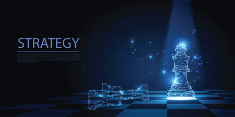 Chess made of polygons, Business strategy concept design.