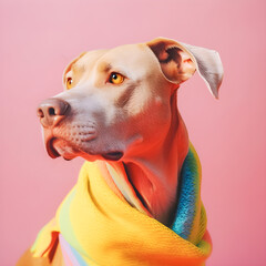 Dog portrait in LGBT style, rainbow illustration, Generative AI
