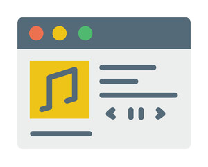 Browser, web site, music icon. Simple color elements of internet explorer icons for ui and ux, website or mobile application