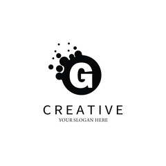Point Letter G Logo. C Vector Letter Design with Dots.