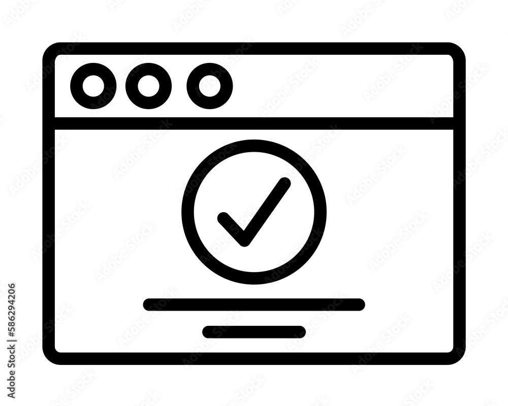 Poster browser, web site, check mark, approve icon. simple line, outline elements of internet explorer icon