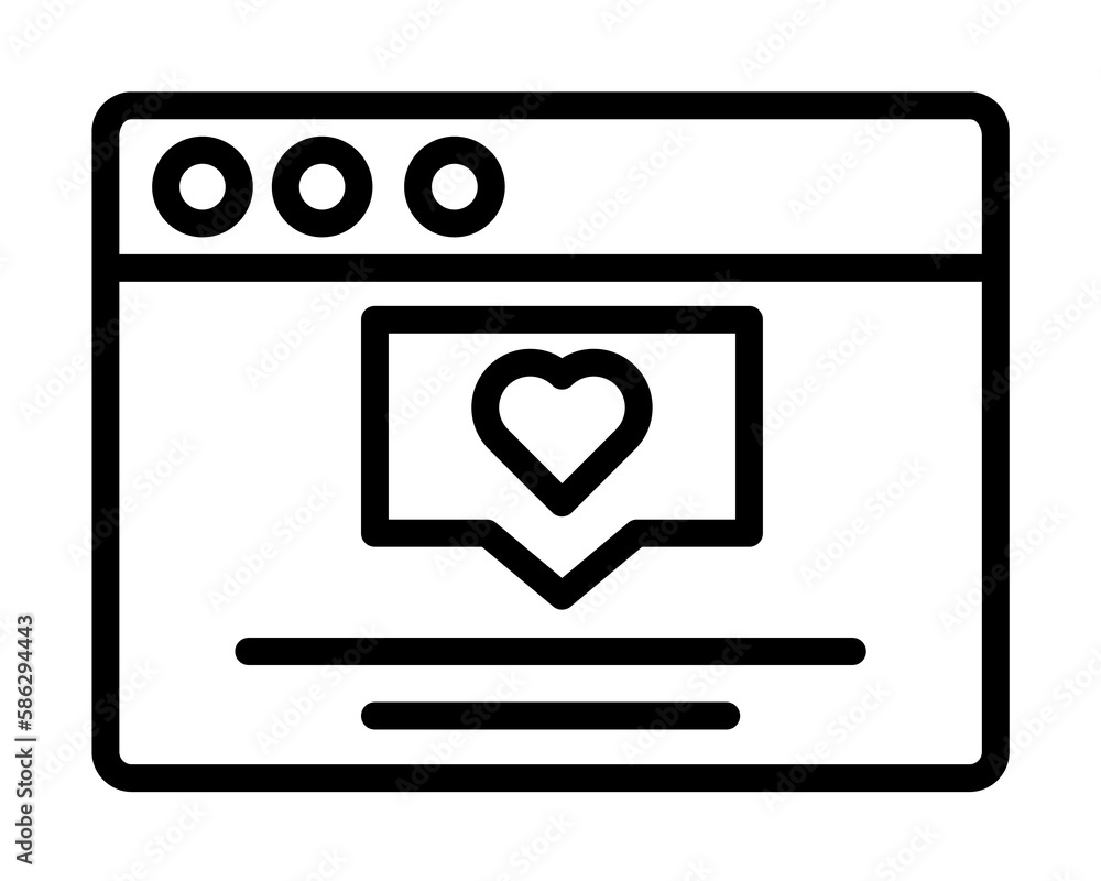 Poster browser, web site, heart, comment icon. simple line, outline elements of internet explorer icons for