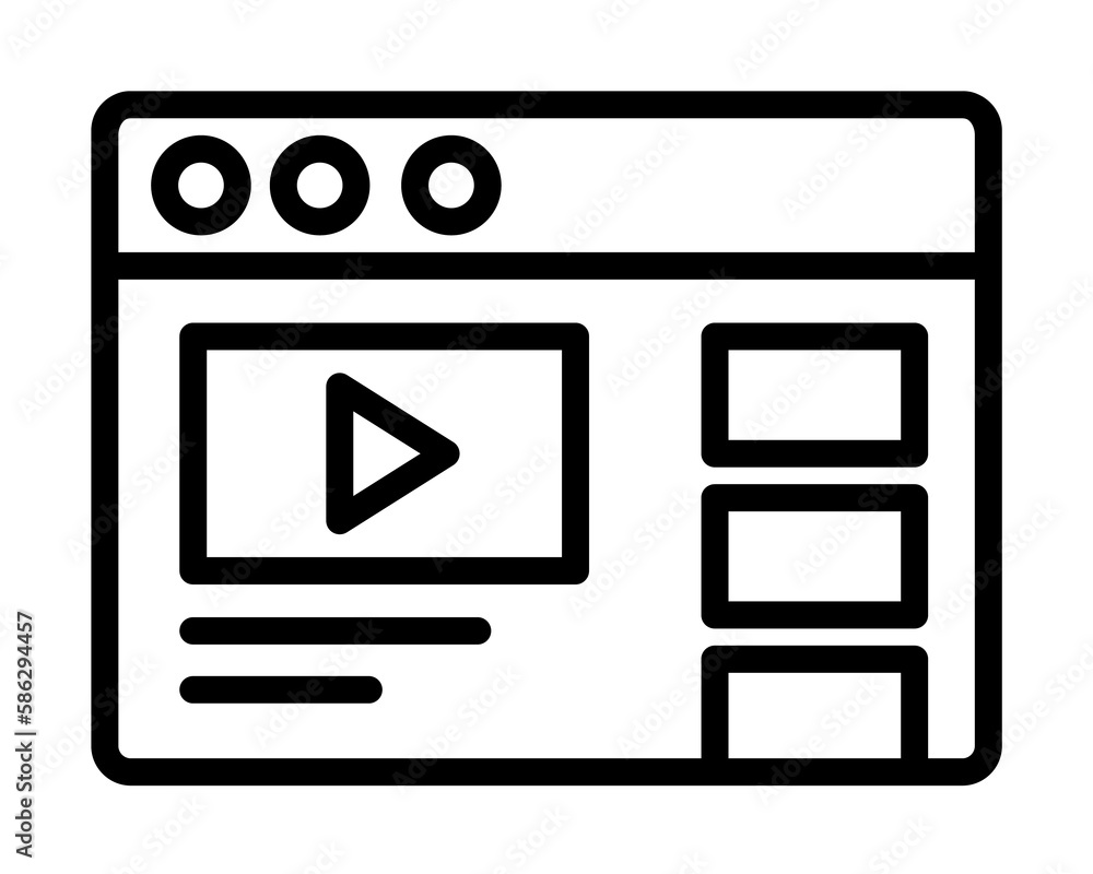 Poster browser, web site, video icon. simple line, outline elements of internet explorer icons for ui and u