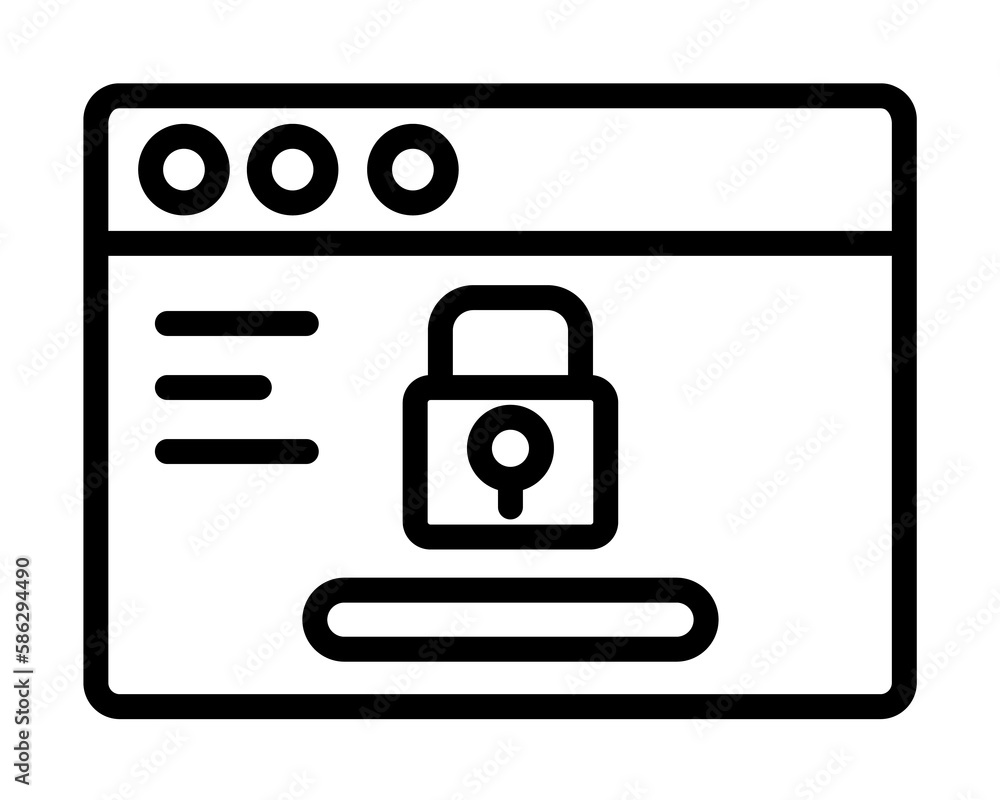 Poster browser, web site, lock icon. simple line, outline elements of internet explorer icons for ui and ux