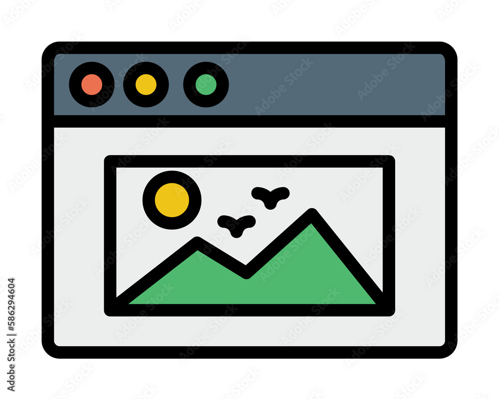 Poster browser, web site, picture icon. simple color with outline elements of internet explorer icons for u