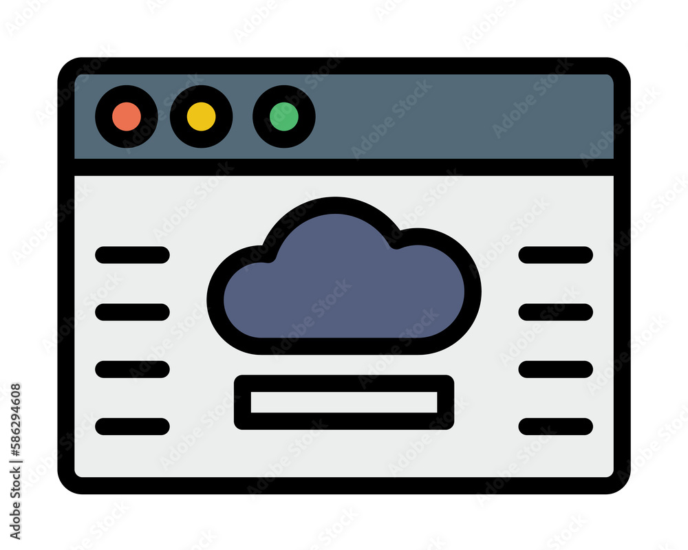 Poster browser, web site, cloud icon. simple color with outline elements of internet explorer icons for ui 