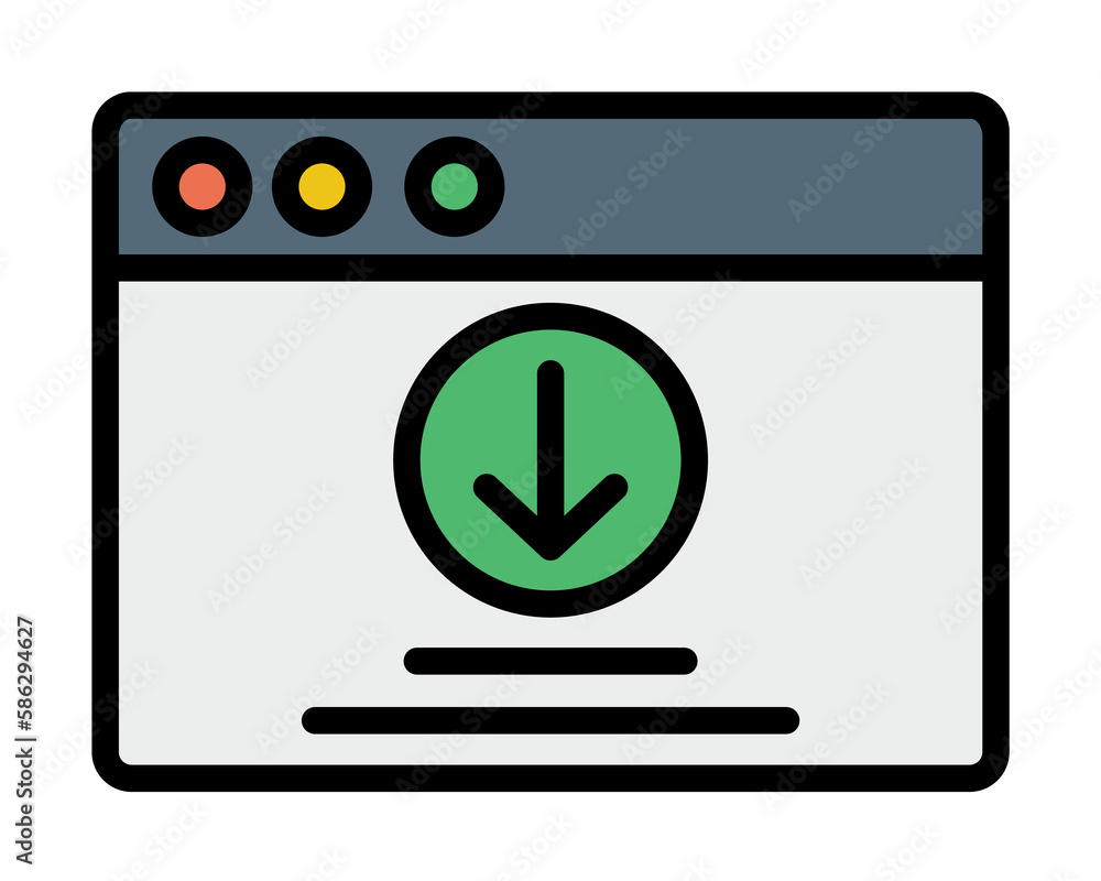Poster browser, web site, download icon. simple color with outline elements of internet explorer icons for 