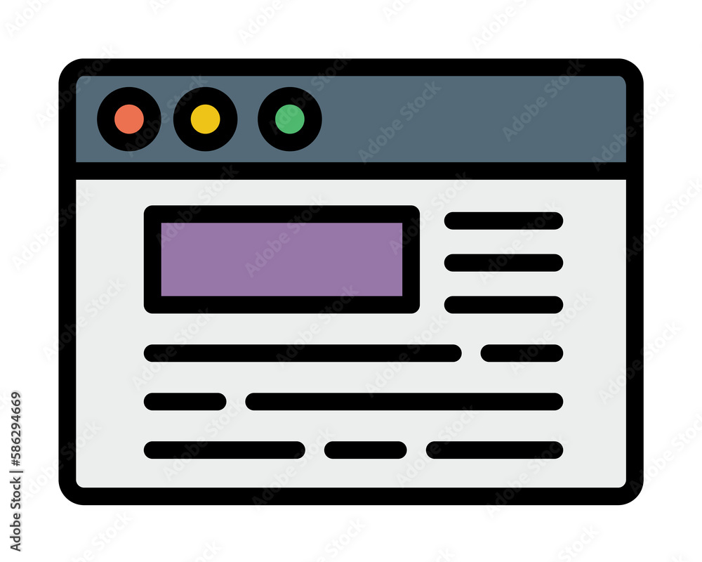 Poster browser, web site, news, text icon. simple color with outline elements of internet explorer icons fo