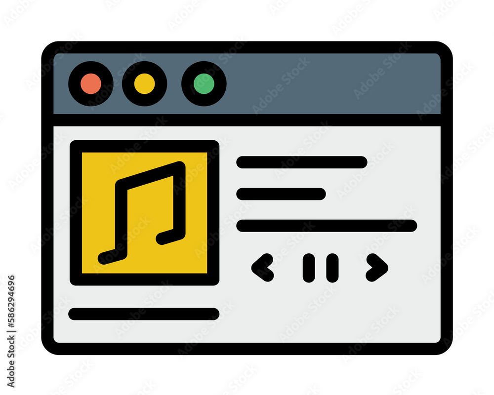 Poster browser, web site, music icon. simple color with outline elements of internet explorer icons for ui 