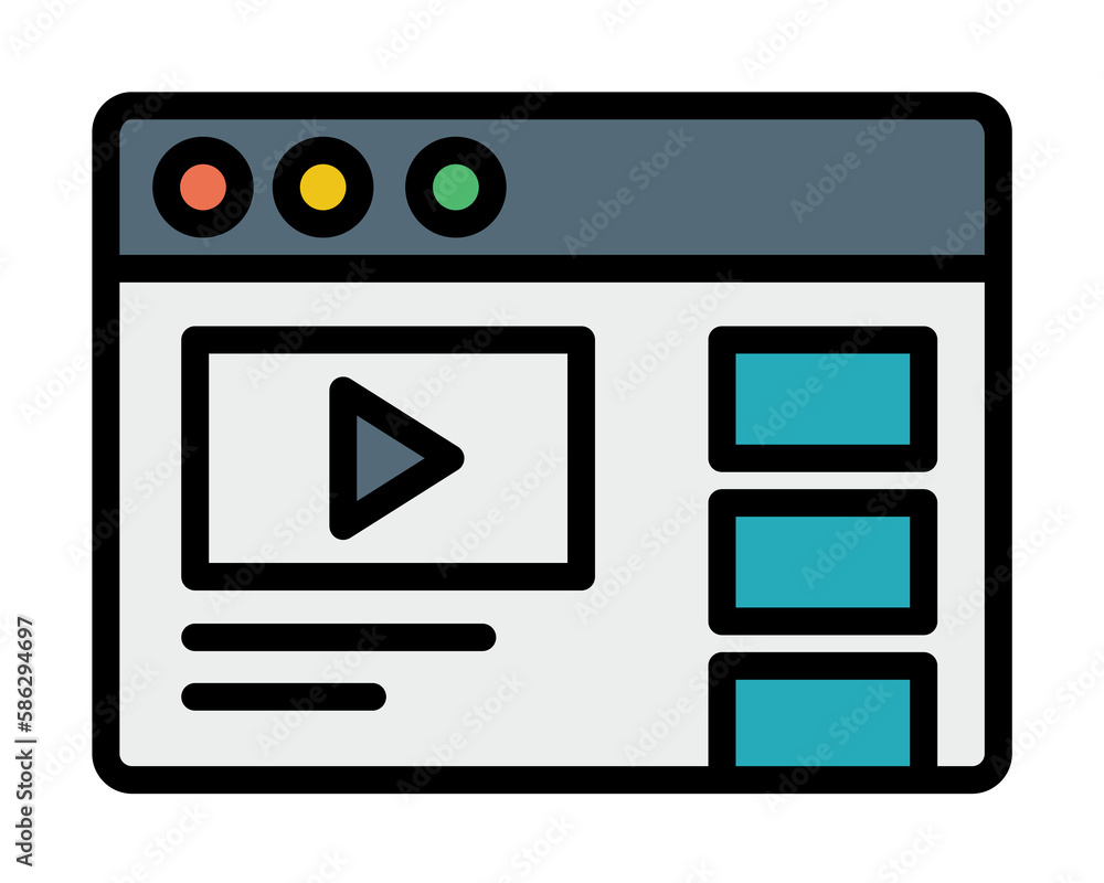 Aufkleber browser, web site, video icon. simple color with outline elements of internet explorer icons for ui 