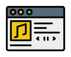 Browser, web site, music icon. Simple color with outline elements of internet explorer icons for ui and ux, website or mobile application