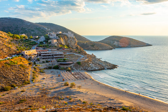 Panorama view of Marmari beach in Greece