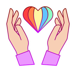 Hands, heart, pride icon. Element of color world pride day icon. Premium quality graphic design icon. Signs and symbols collection icon