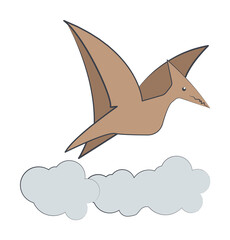 pterodactyl cartoon icon. Element of Jurassic period icon for mobile concept and web apps. Color cartoon pterodactyl icon can be used for web and mobile © Gunay