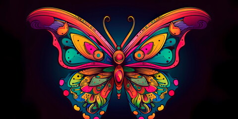 Create a Cartoon Colorful butterfly for  printing card featuring Generative AI