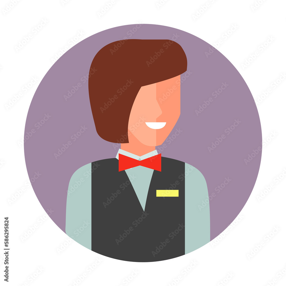 Poster colored avatar of waitress icon. element of colored people profession icon for mobile concept and we