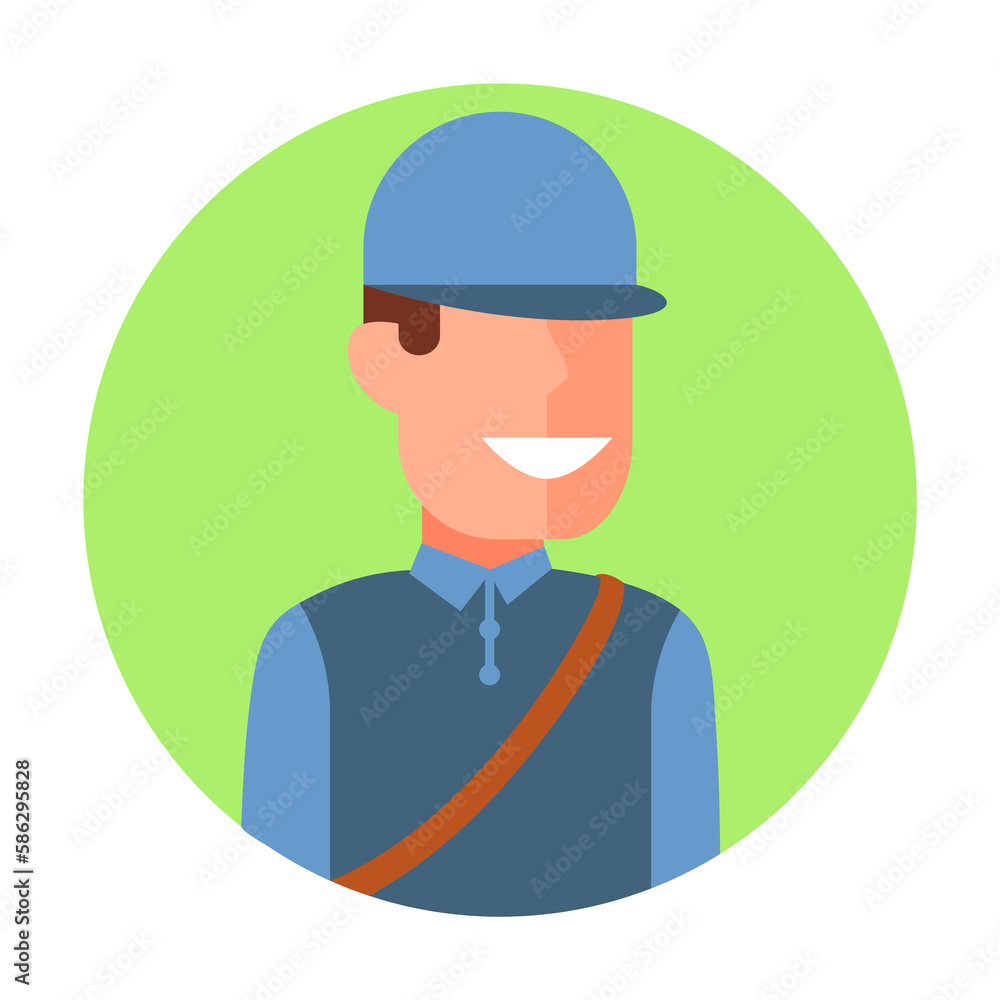 Poster colored avatar of postman icon. element of colored people profession icon for mobile concept and web