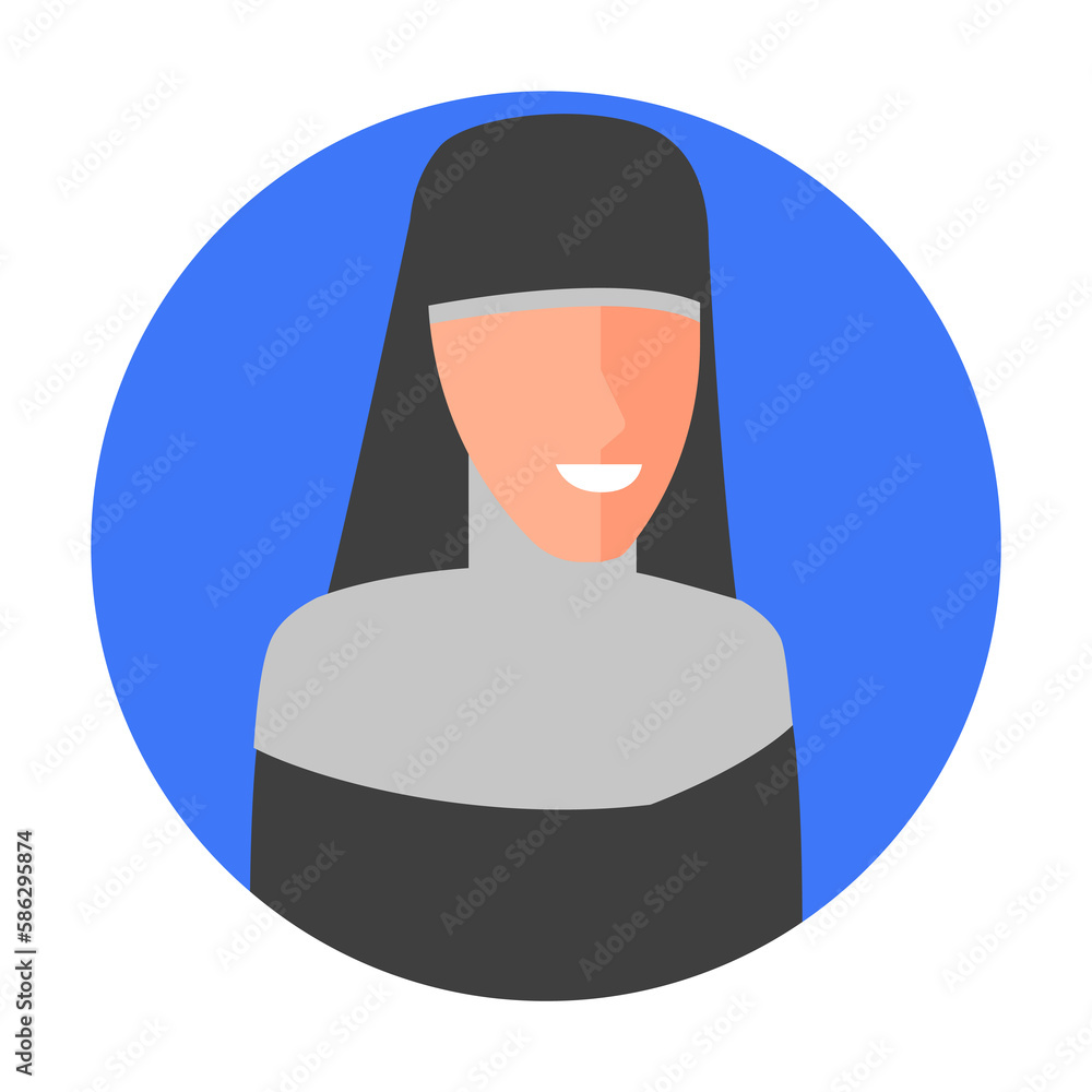 Poster colored avatar of nun icon. element of colored people profession icon for mobile concept and web app