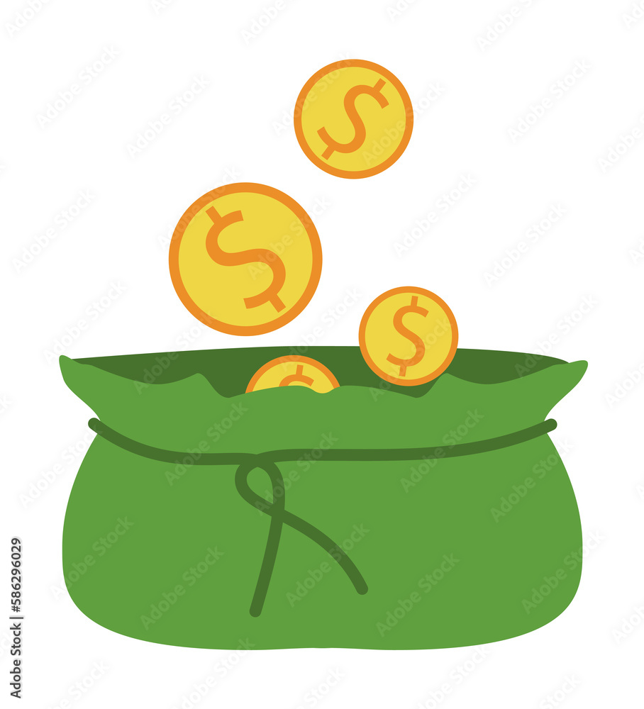 Aufkleber open bag with money colored icon. element of bankings for mobile concept and web apps. detailed open