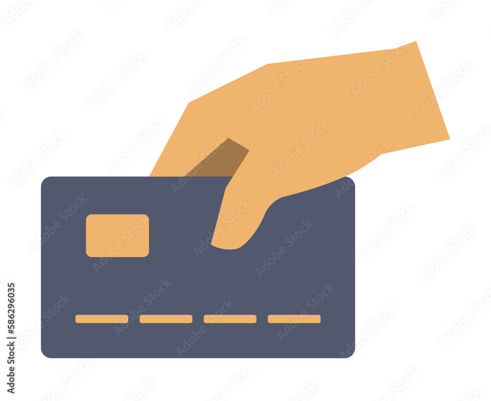 Poster hand holds a credit card colored icon. element of bankings for mobile concept and web apps. detailed
