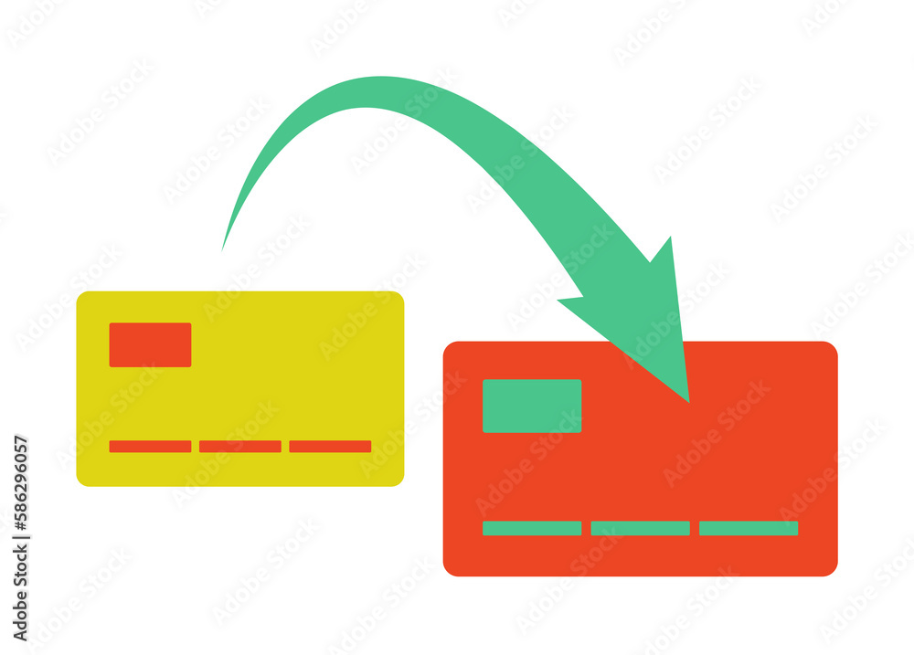 Aufkleber transfer from card to card colored icon. element of bankings for mobile concept and web apps. detail