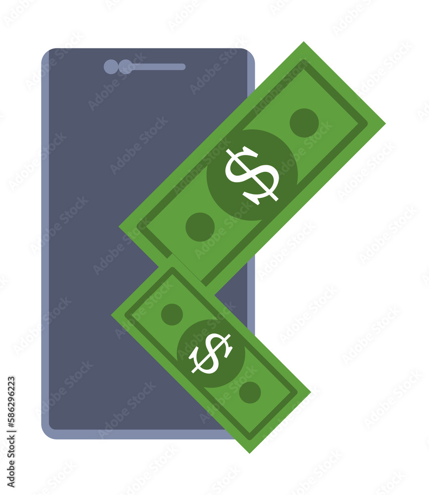 Poster money and smart phone colored icon. element of bankings for mobile concept and web apps. detailed mo