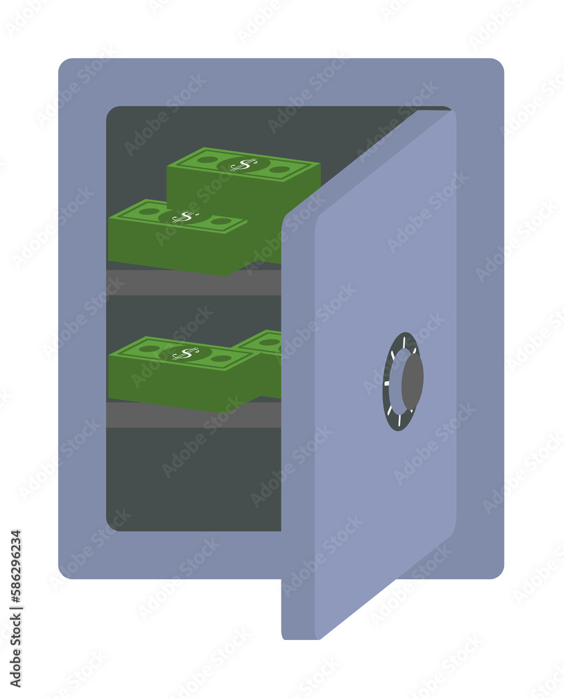 Poster open safe with money colored icon. element of bankings for mobile concept and web apps. detailed ope