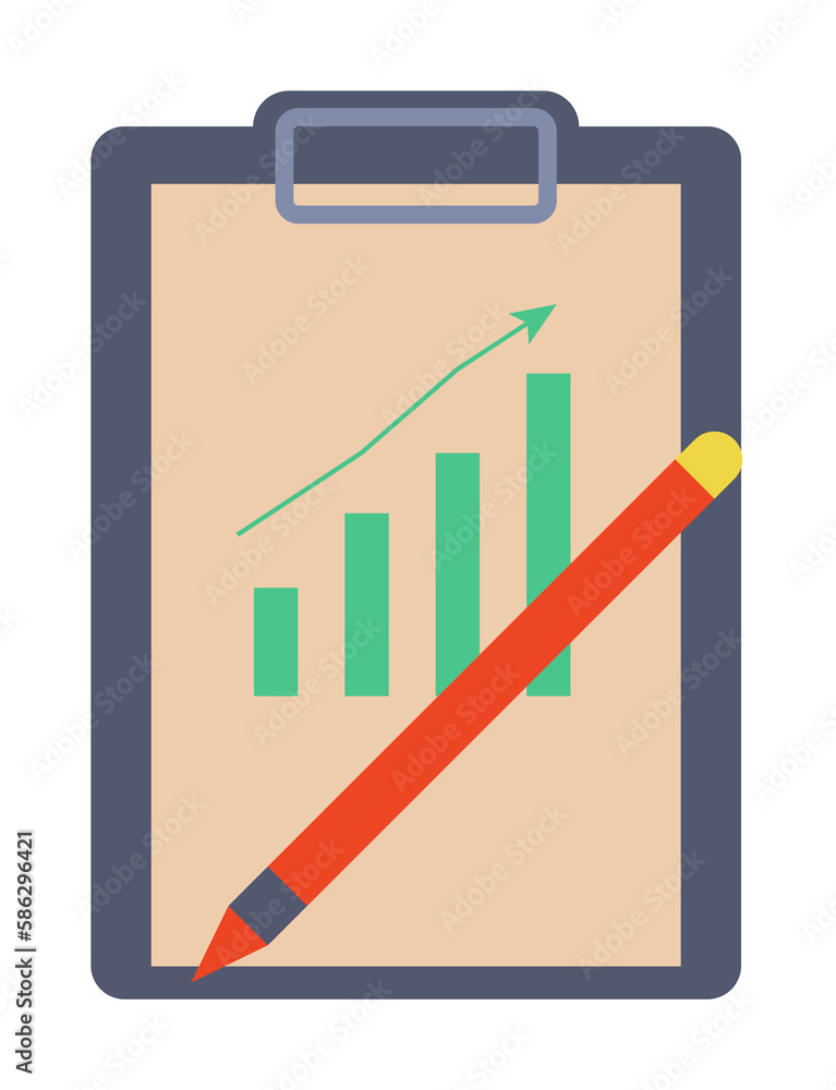 Aufkleber financial chart on paper and pencil colored icon. element of bankings for mobile concept and web app