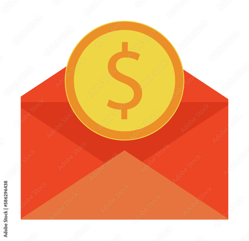 Poster envelope and coin colored icon. element of bankings for mobile concept and web apps. detailed envelo