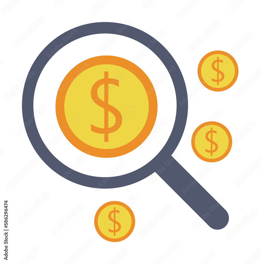 Aufkleber magnifier and cents colored icon. element of bankings for mobile concept and web apps. detailed magn