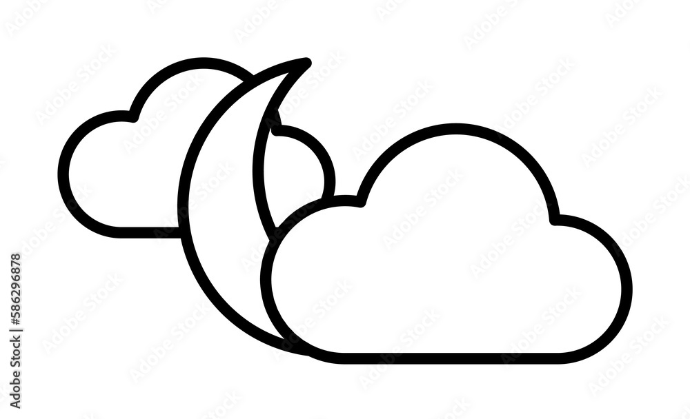 Poster the moon behind the clouds icon. element of travel icon for mobile concept and web apps. thin line t