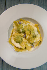 Recipe for Homemade Italian Ravioli pasta with Spinach and Ricotta Filling. High quality photo