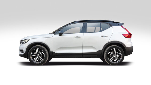 Volvo XC40 SUV car, side view isolated on white background, 5 July 2022, Thessaloniki, Greece	
