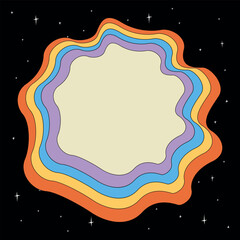 Psychedelic cool vintage background Rainbow in space. hippie style 60s-70s. vector illustration