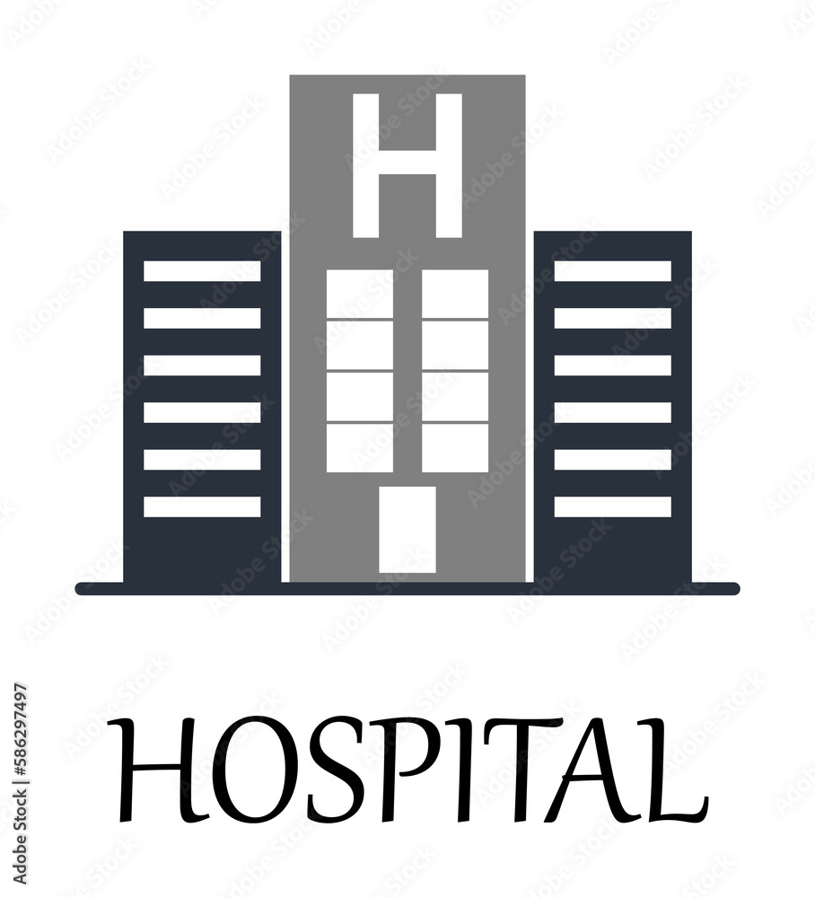 Poster colored hospital building icon. element of web icon for mobile concept and web apps. detailed colore
