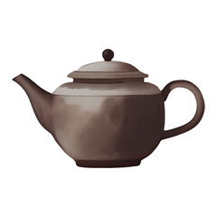 Clay Teapot Watercolor Isolated Hand Drawn Painting Illustration
