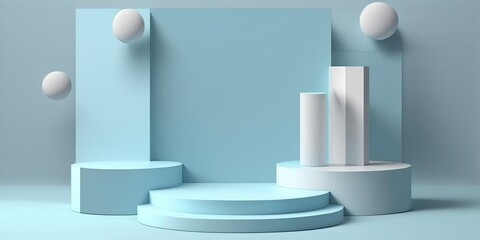 Empty podium, mock up placement display, blank beauty stand for cosmetic product fashion ads on minimal color background. Luxury pedestal stage mockup scene platform ai generative concept.