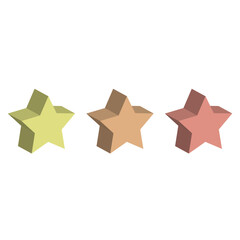 hree- dimensional stars on light background. Success icon set. Vector illustration.