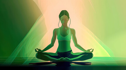 Fototapeta na wymiar Yoga Meditation Gesundes Leben Konzept für einen Gesunden Geist und einen Gesunden Körper Background Hintergrund Cover Generative AI Digital Art Illustration