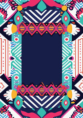 Obraz premium A set of backgrounds for text, psychedelic hippie art, a frame of stylized flowers. Funky Ethnic Backgrounds: Seamless Hand-Drawn Textures with African-Inspired Design Elements. Art Deco Vector Prints