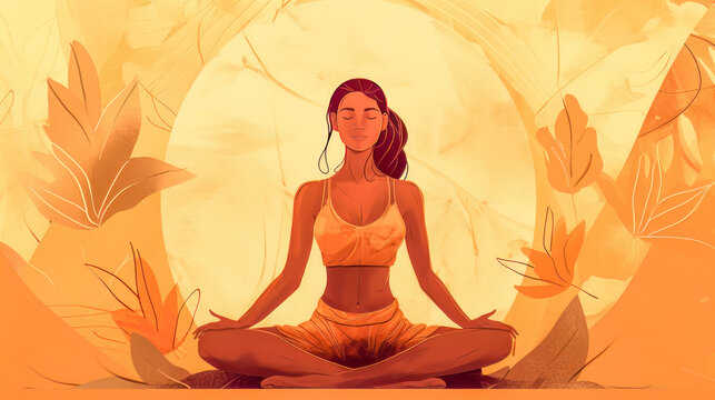 Yoga Meditation Gesundes Leben Konzept für einen Gesunden Geist und einen Gesunden Körper Background Hintergrund Cover Generative AI Digital Art Illustration