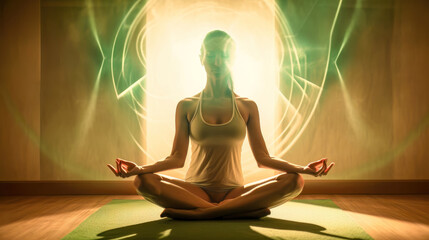 Yoga Meditation Gesundes Leben Konzept für einen Gesunden Geist und einen Gesunden Körper Background Hintergrund Cover Generative AI Digital Art Illustration