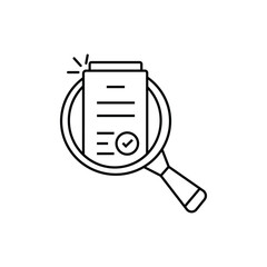 data quality assessment or study case thin line icon. concept of fraud search or accounting plan symbol. stroke art trend modern paperwork logotype graphic web linear market design isolated on white