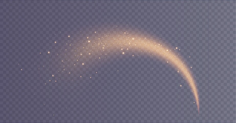 Magic golden wind png festive isolated on transparent background. Golden comet png with sparkling stars and dust.  © Виктория Проскурина