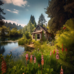 Fototapeta premium house on the river