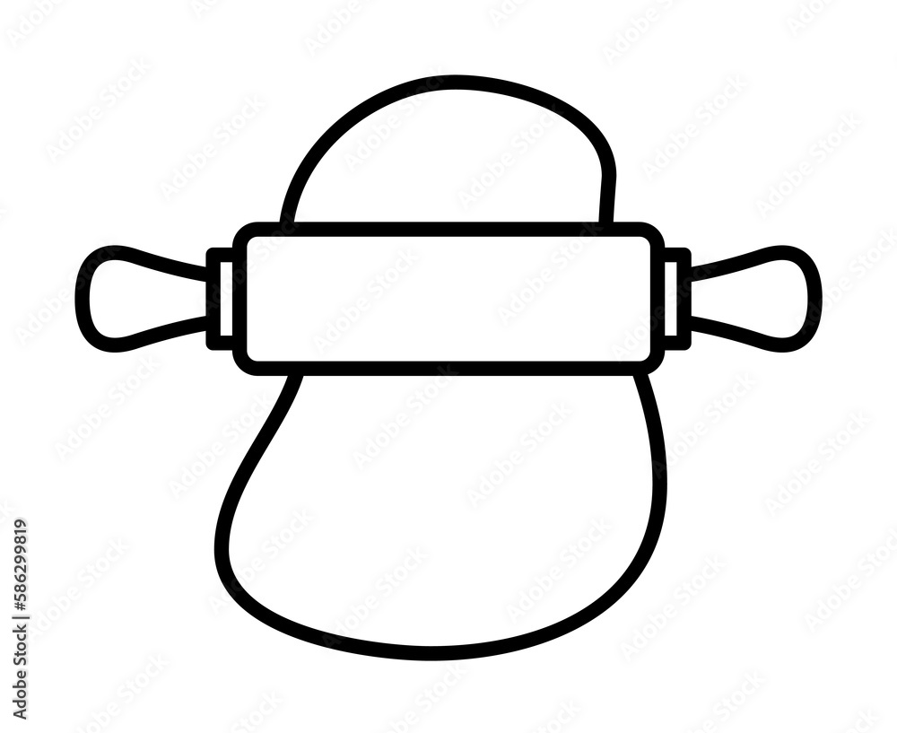 Poster dough and rolling pin icon. element of food icon for mobile concept and web apps. thin line dough an