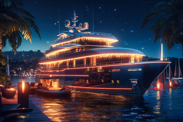A luxury yacht party with music and champagne - obrazy, fototapety, plakaty