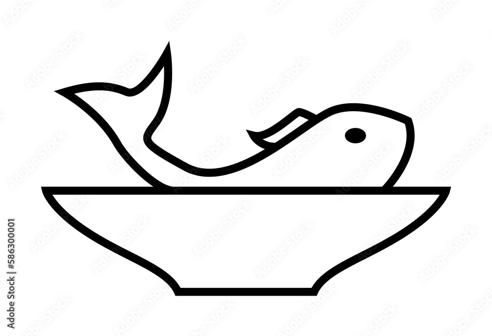 Poster fish in a plate icon. element of food icon for mobile concept and web apps. thin line fish in a plat